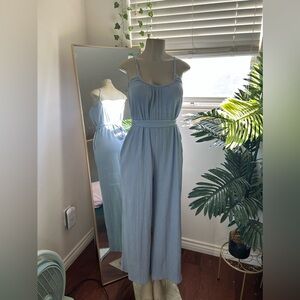 Baby blue flowy jumpsuit